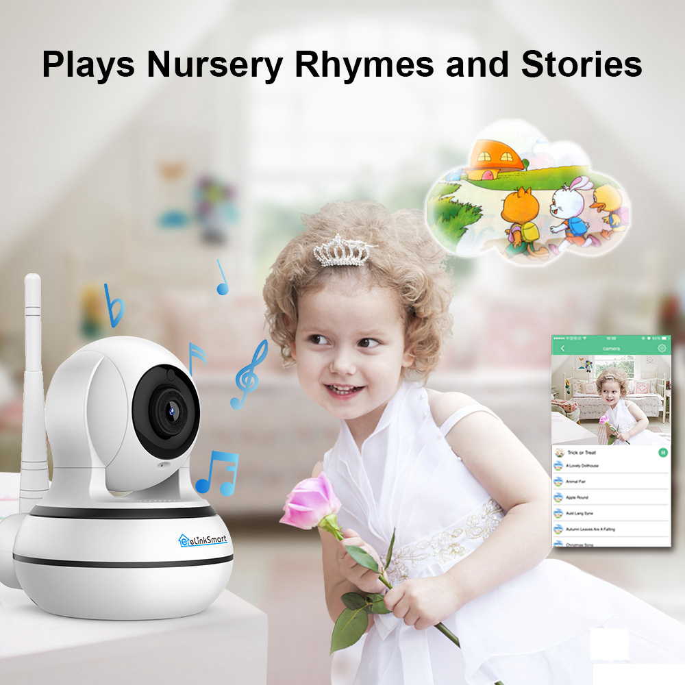 eLinkSmart Star130P 1.3MP 960P Smart Wifi IP Camera Motion Detection Two-Way Calling Audio Night Vision - White US Plug