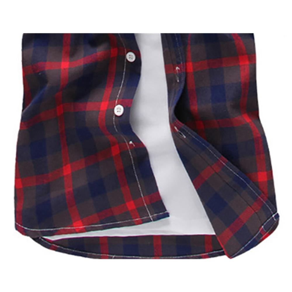 Men's Plaid Shirt Button-down Long Sleeve (Size M) - Red