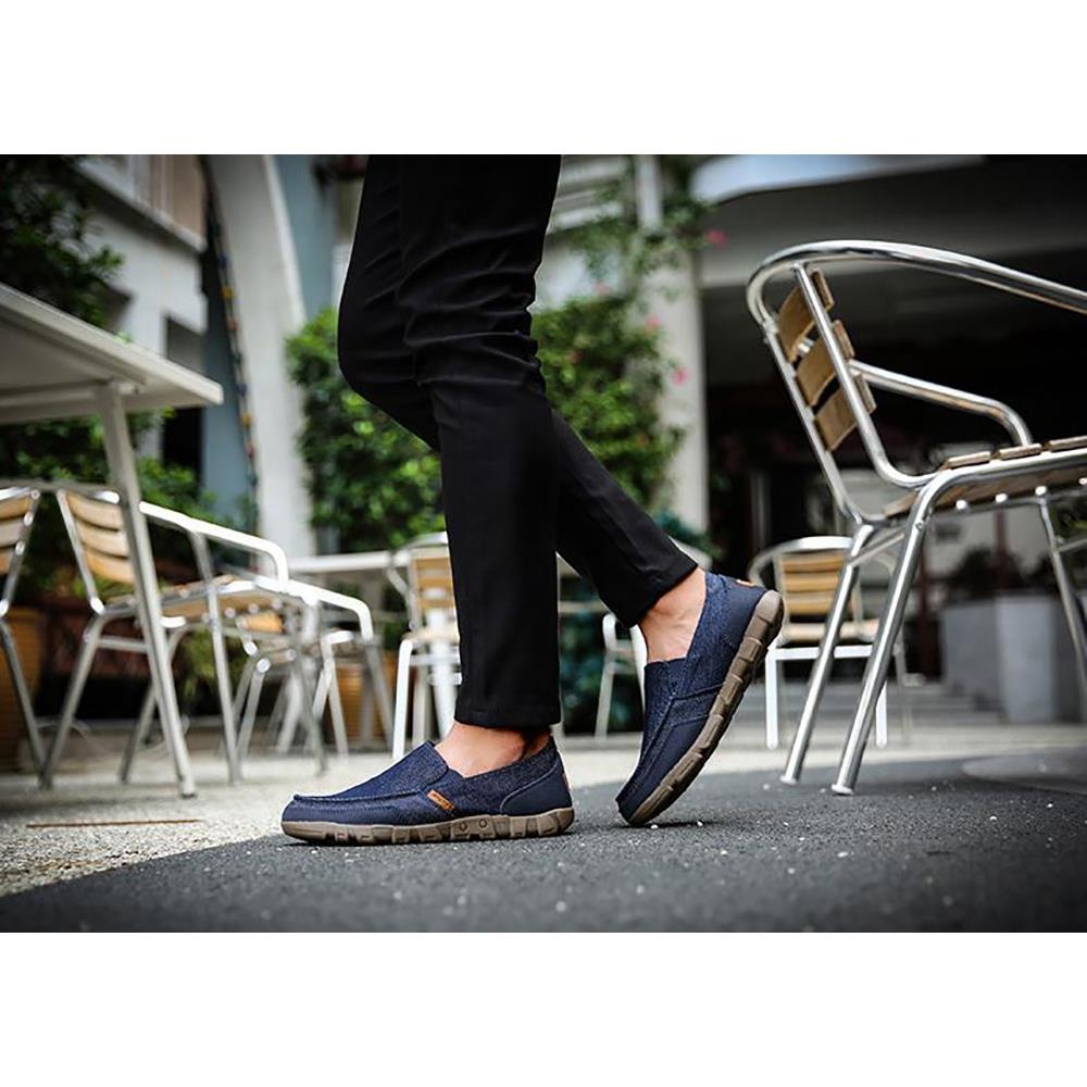 S1029 Men's Casual Canvas Shoes (Comfortable Rubber Sole Flats Size EU39) - Blue