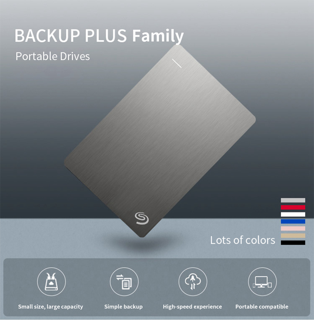 Seagate STDR4000301 Backup Plus Slim 2TB Portable External Hard Drive 2.5 Inch USB 3.0 Interface For Desktop Laptop - Silver