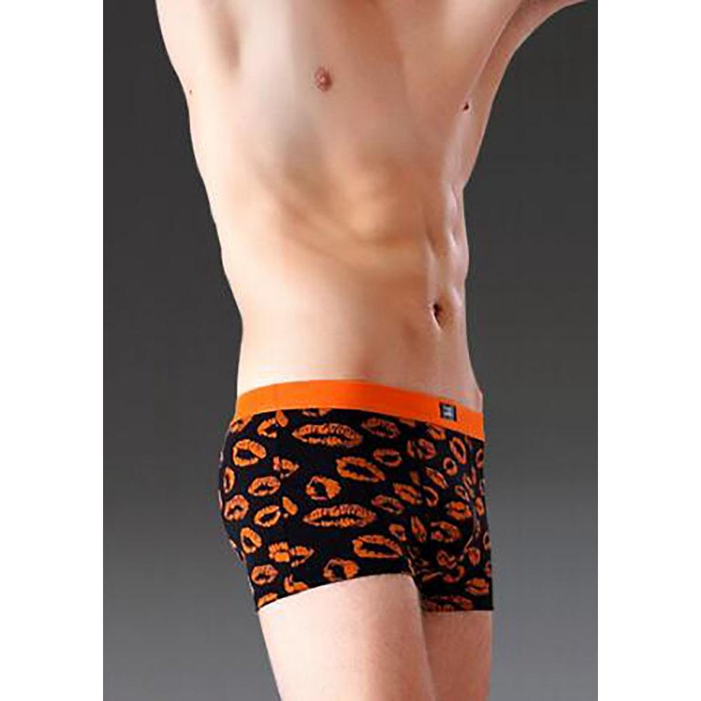 C806 Men Sexy Breathable U Convex Lips Pattern Elastic Boxers Underwear Size L - Orange