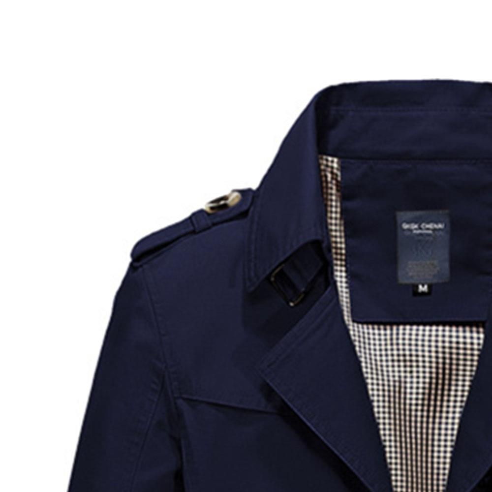 CA1306 Men's Autumn Winter Casual Windbreaker (Leisure Cotton Jackets Outerwear Trench Coat Size L) - Dark Blue