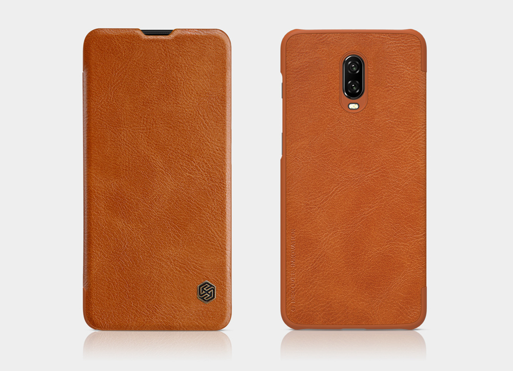 NILLKIN Protective Leather Phone Case for Oneplus 6T Protective Back Cover - Black