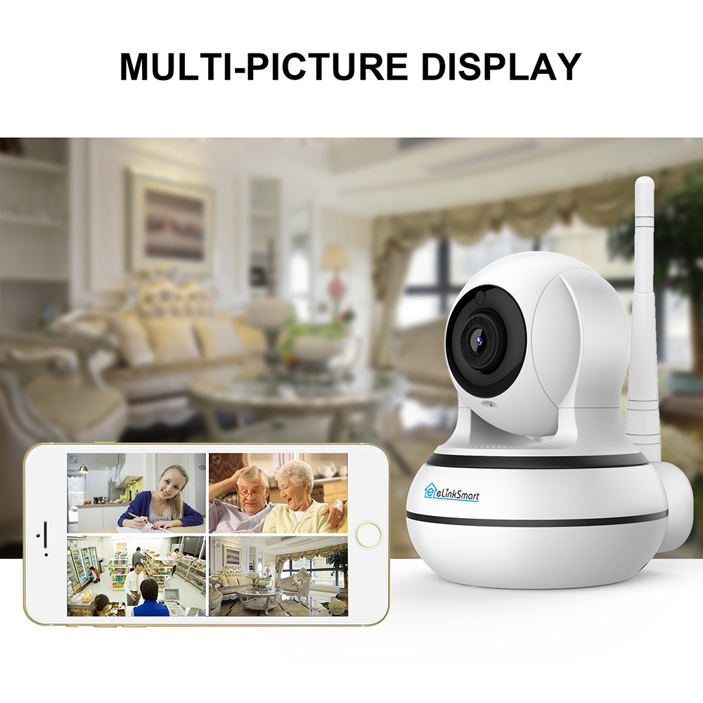 eLinkSmart Star130P 1.3MP 960P Smart Wifi IP Camera Motion Detection Two-Way Calling Audio Night Vision - White UK Plug