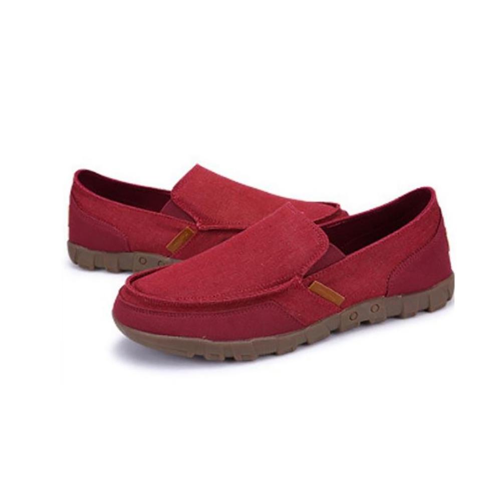 S1029 Men's Casual Canvas Shoes (Comfortable Rubber Sole Flats Size EU39) - Red