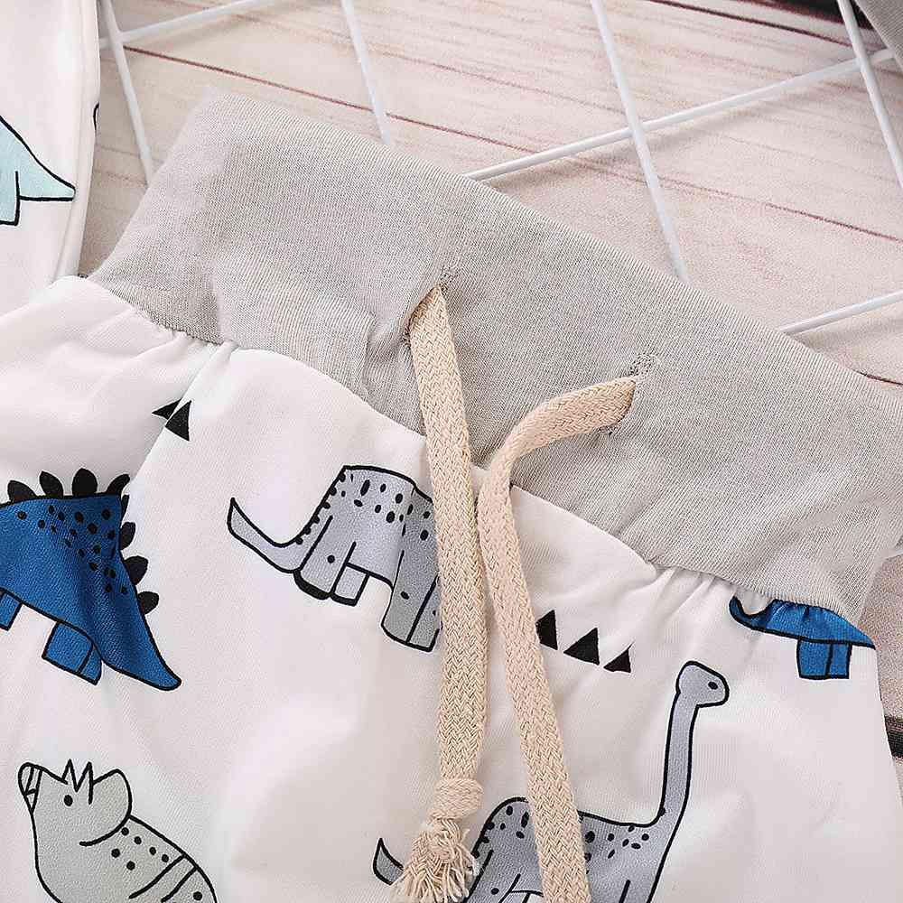 HZ50061 Kids Boys Girls Funny Animal Pattern Three-piece Set (Long-sleeve Shirt + Hat + Casual Pants Size 70) - White