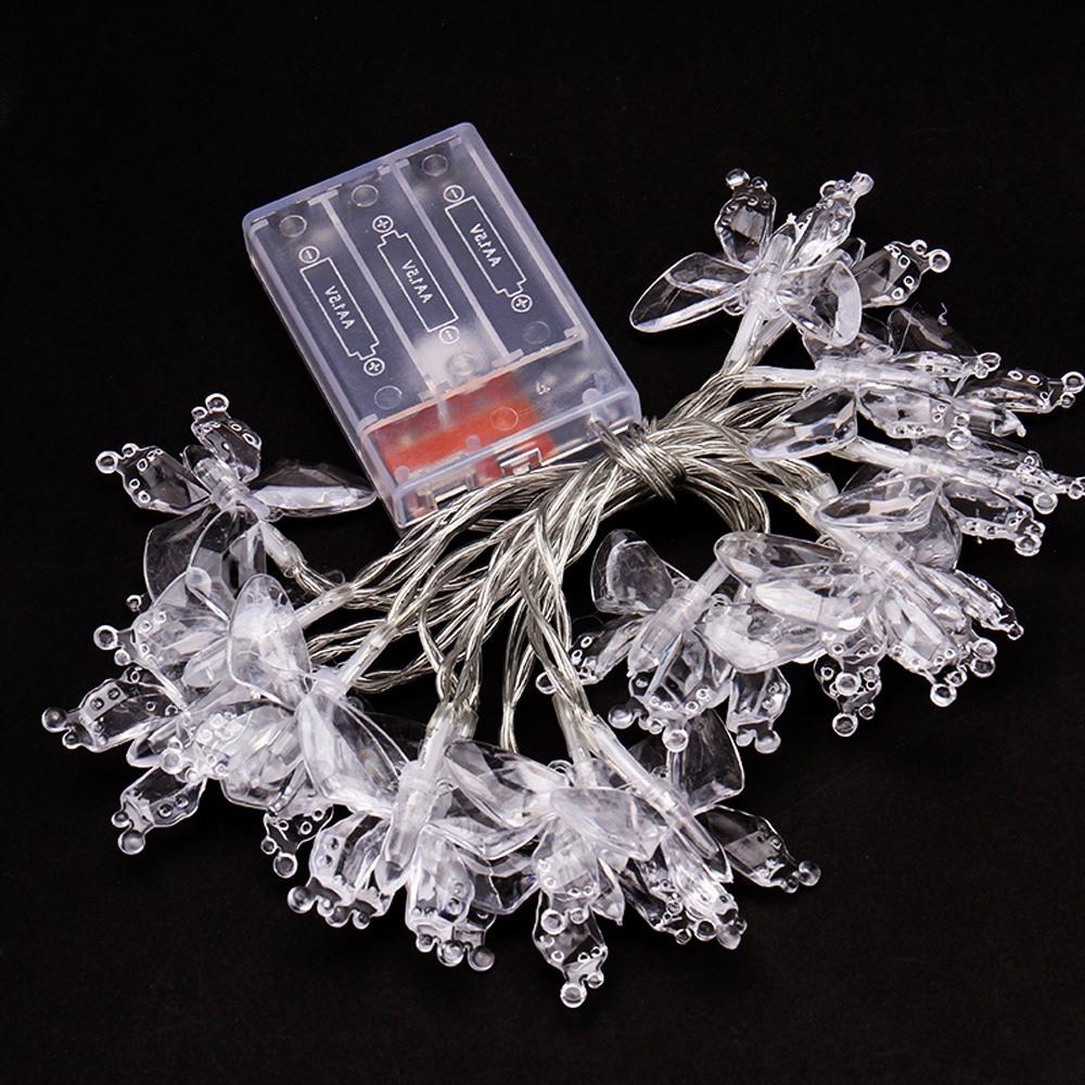 20PCS LED Butterfly Battery LED String Lights Holiday Christmas Party Garden Decoration Lights (2.2 Meters) - White