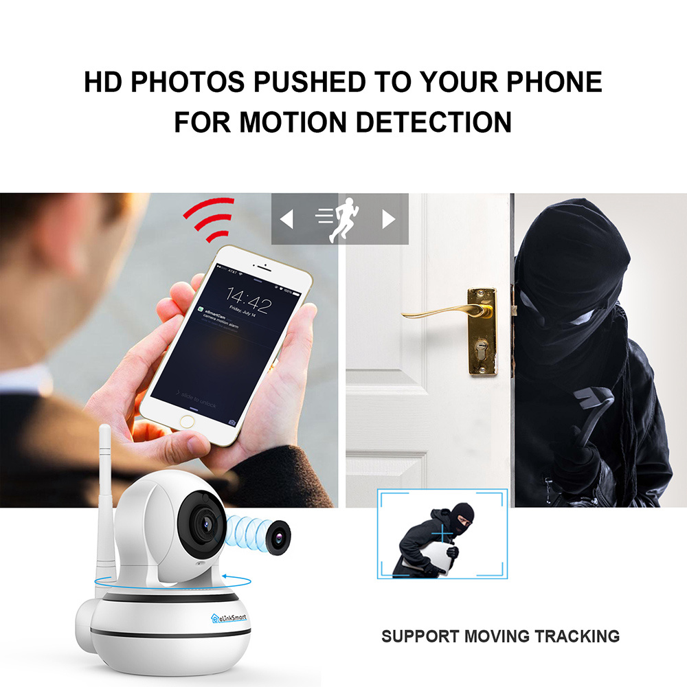eLinkSmart Star130P 1.3MP 960P Smart Wifi IP Camera Motion Detection Two-Way Calling Audio Night Vision - White US Plug