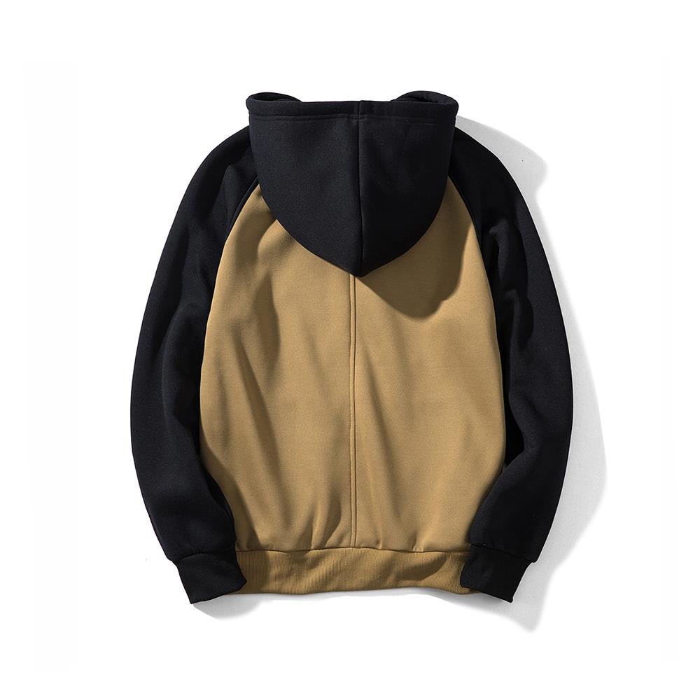 WY39 Men's Autumn Winter Raglan Hoodie (Color Block Breathable Size M) - Khaki