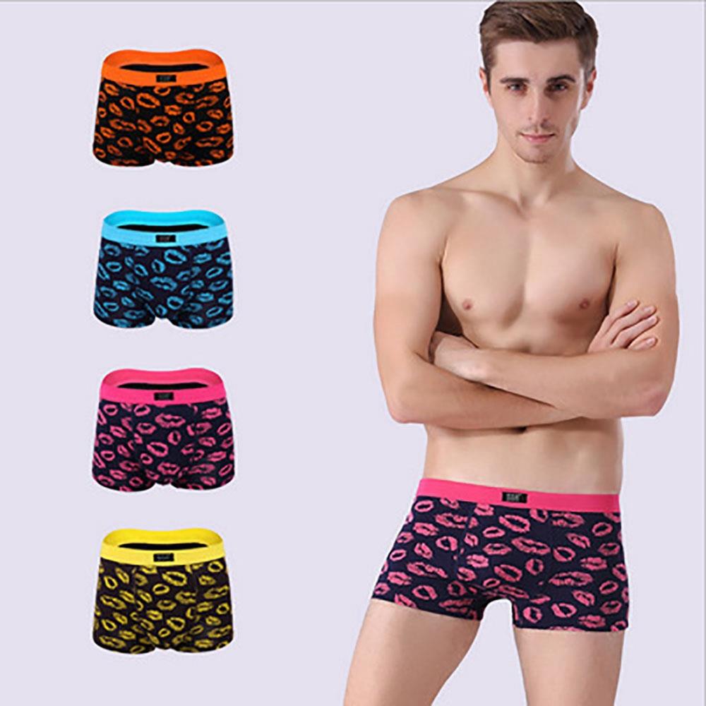 C806 Men Sexy Breathable U Convex Lips Pattern Elastic Boxers Underwear Size L - Blue
