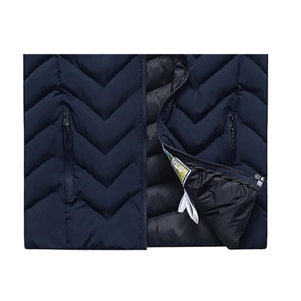Men Winter Thick Stand Collar Solid Color Cotton Waistcoat Sleeveless Vest Size XL - Blue