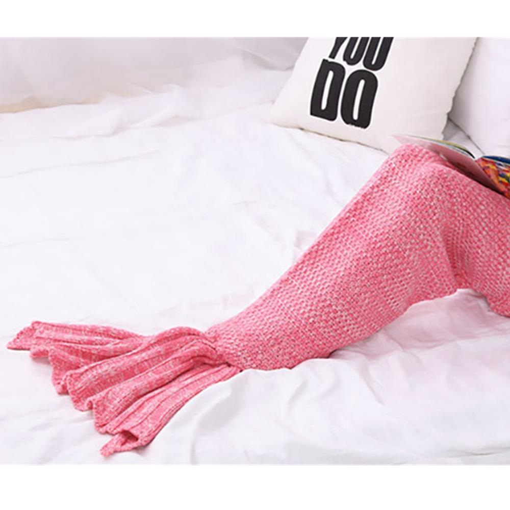 Children Mermaid Tail Blanket Fish Scales Knitting Soft Comfortable Blankets - Pink (Size 70*140cm)