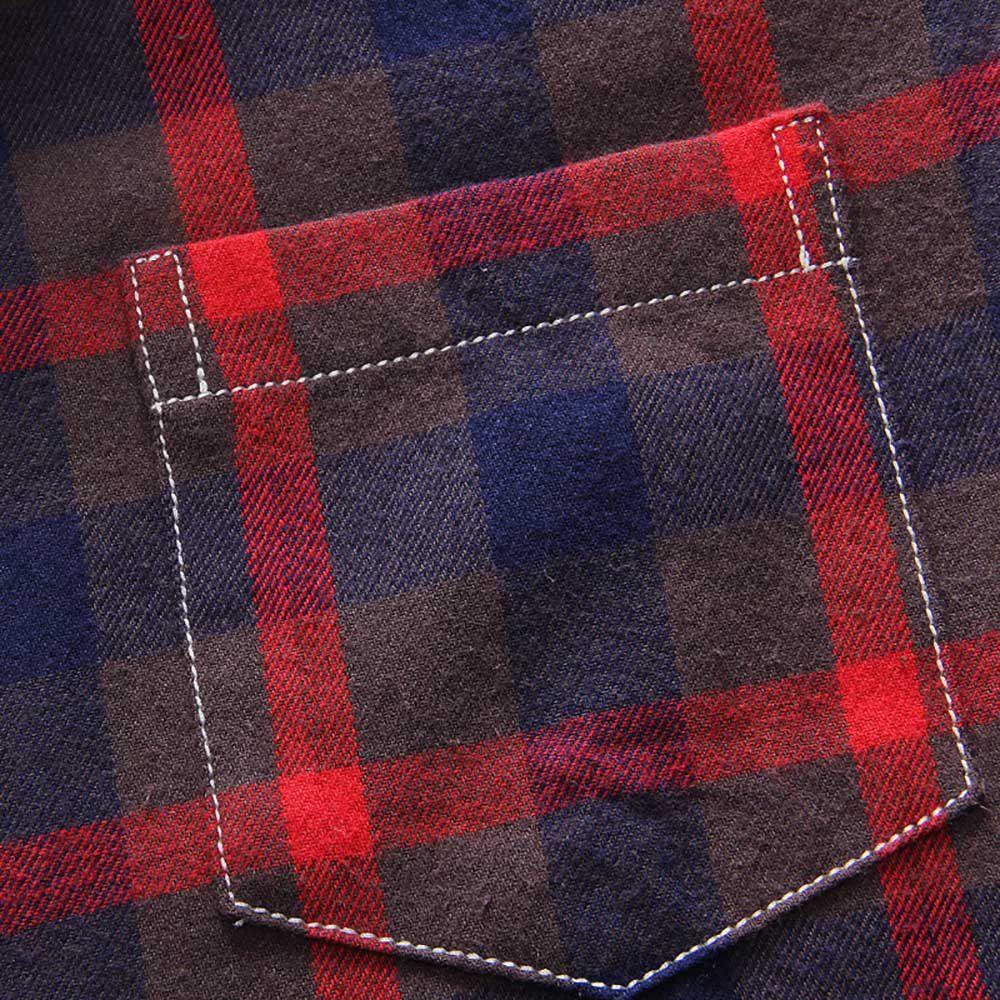 Men's Plaid Shirt Button-down Long Sleeve (Size M) - Red