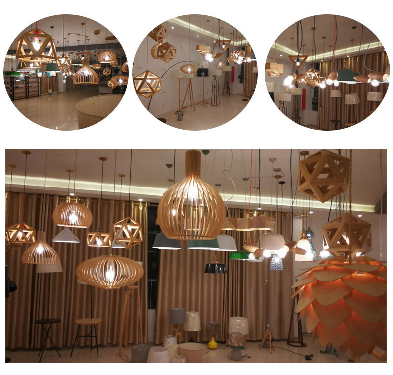 FUMAT Nordic Modern Pendant Light - Original Solid Wooden Round Hanging Lamp (Size 320mm)