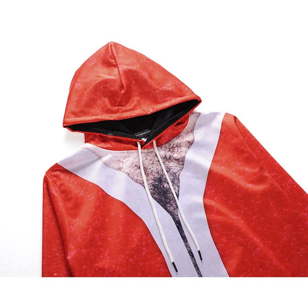 Men's Christmas Series 3D Printed Santa Claus Belt Pattern Hoodie (Hooded Pullover Sweatshirt Size M) - Red