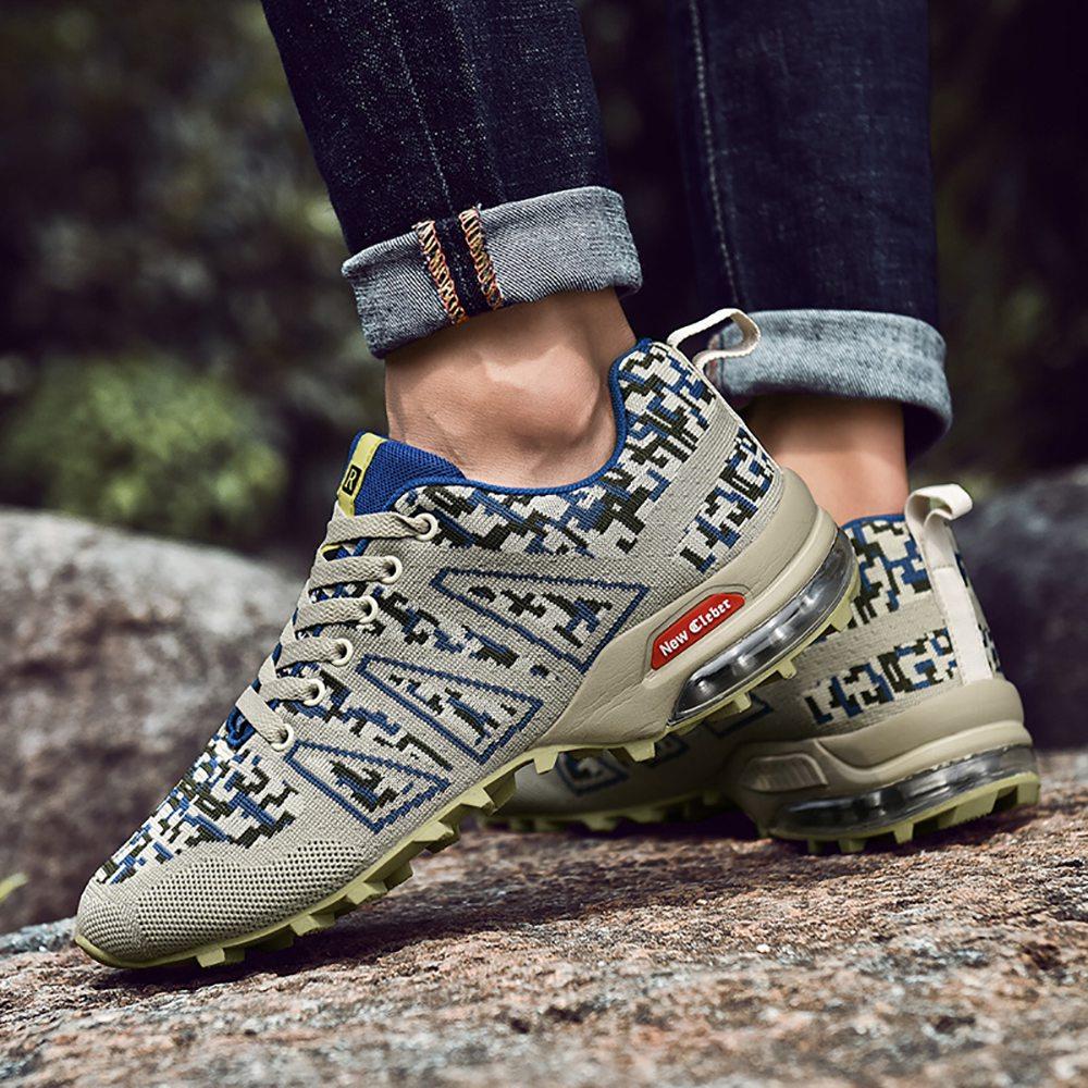 Men Outdoor Mountaineering Mesh Shoes Casual Flying Woven Shoes EU 39.5 - Camouflage Blue