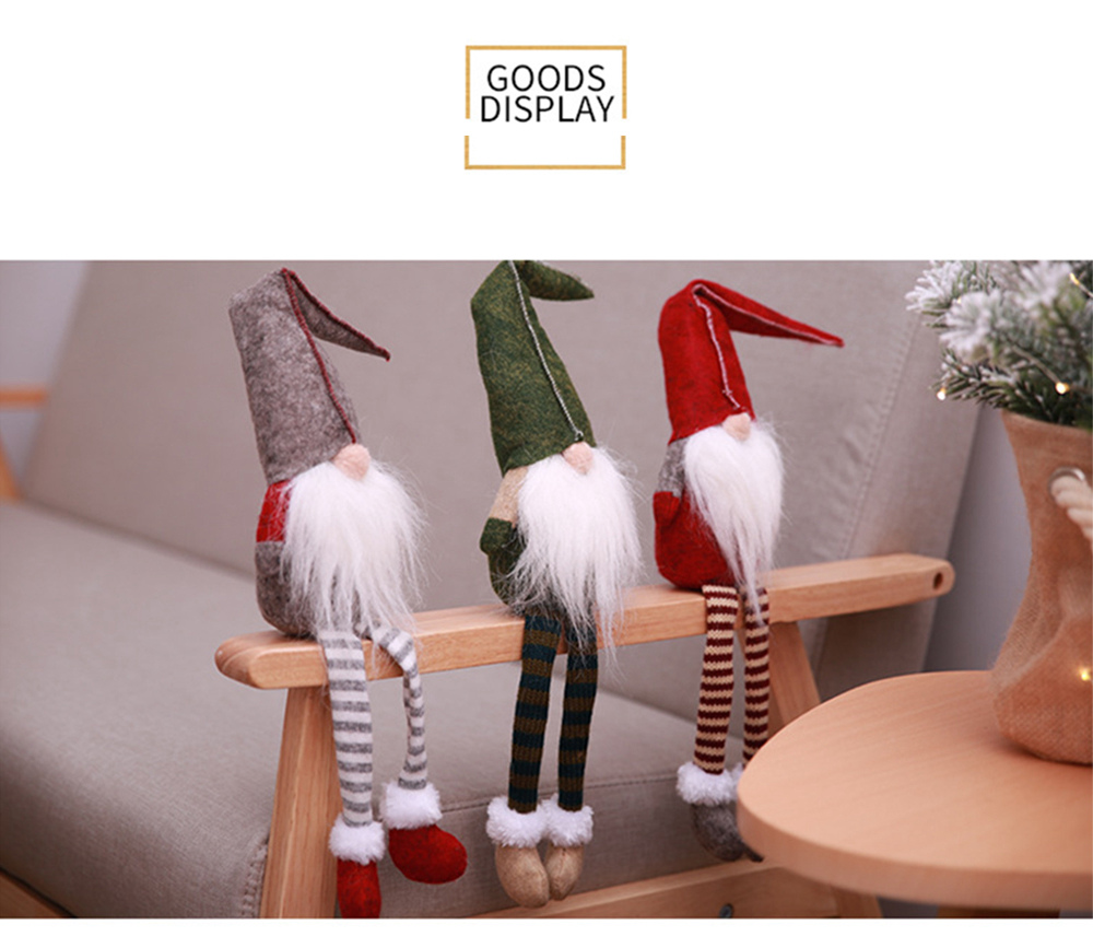 Christmas Decoration Cute Sitting Long-legged Elf Festival New Year Dinner Party for Home - Red