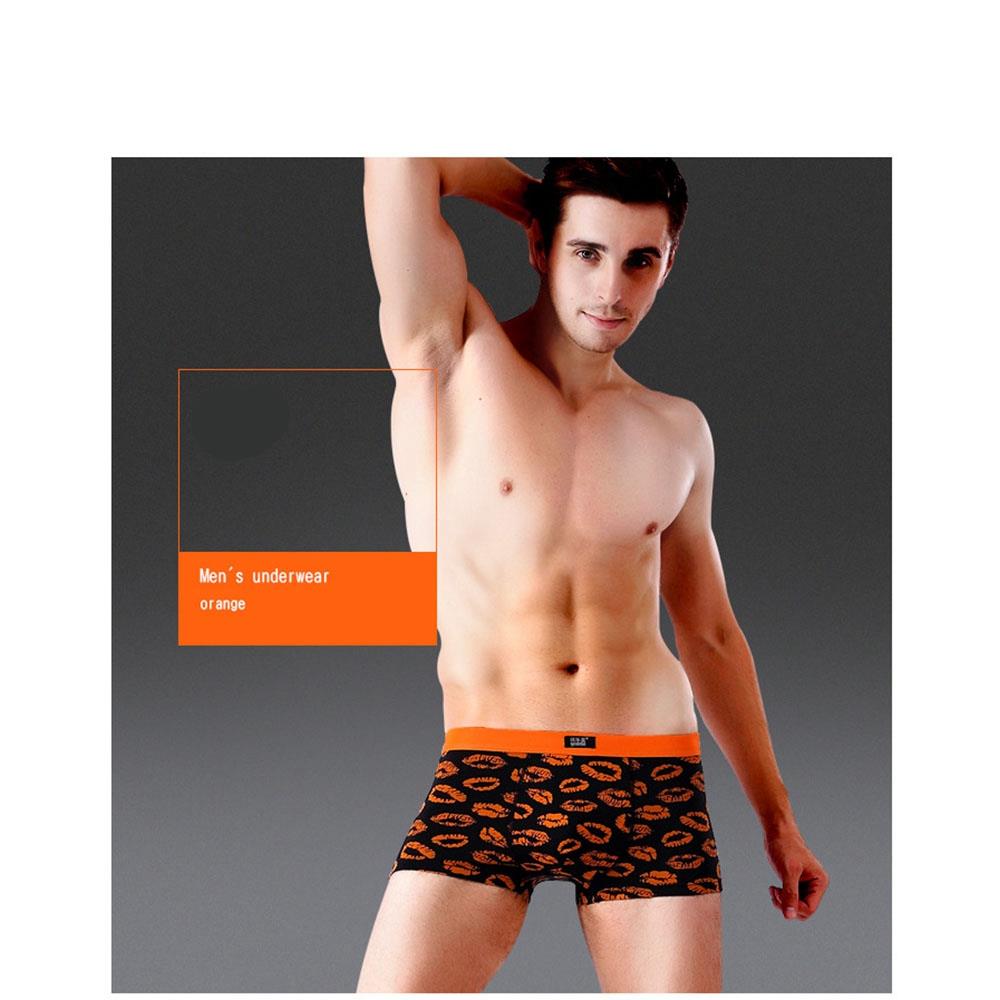 C806 Men Sexy Breathable U Convex Lips Pattern Elastic Boxers Underwear Size L - Orange