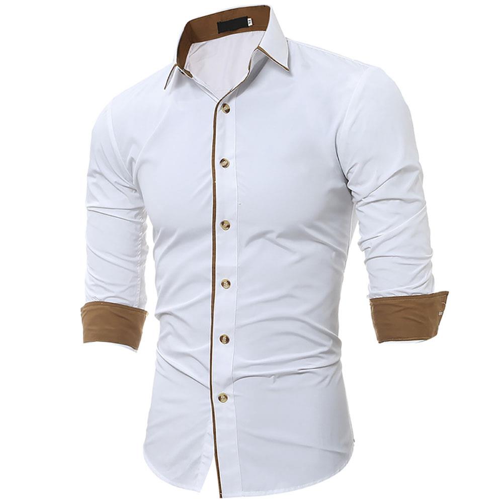 Men's Casual Shirt Long Sleeve Slim Fit (Size M) - White