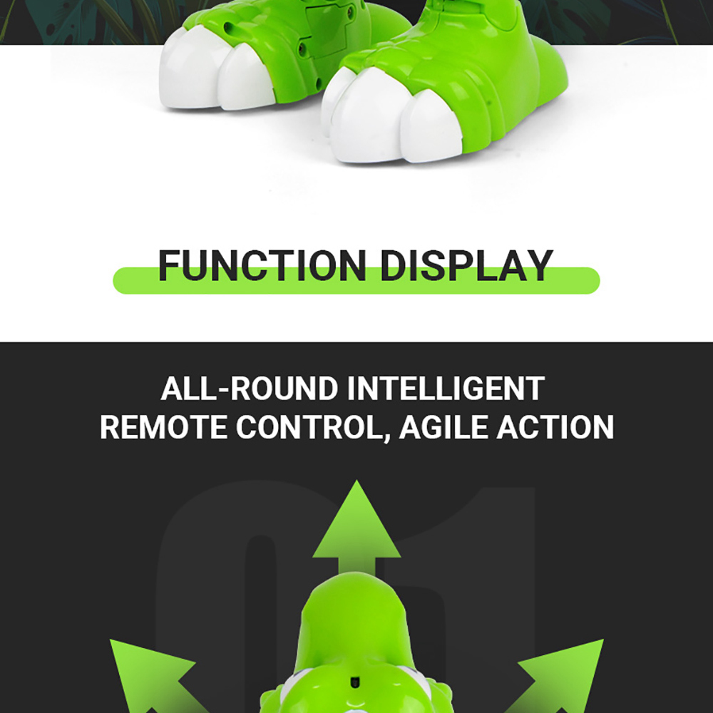 908A Gesture Control Dancing Spray Multifunction RC Dinosaur Jungle Overlord - Green