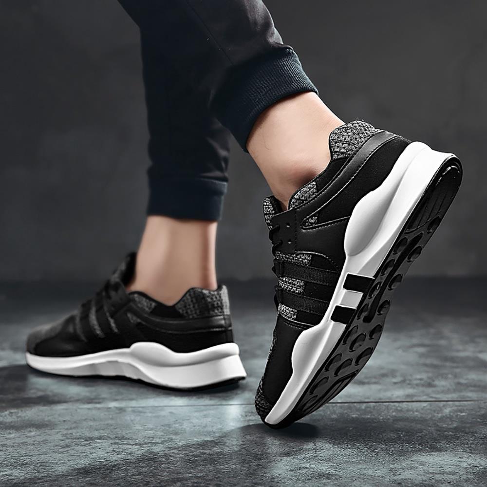 Men's Casual Outdoor Tennis Sneakers(Flying Woven Upper Running Shoes Size EU39.5) - Black and Gray