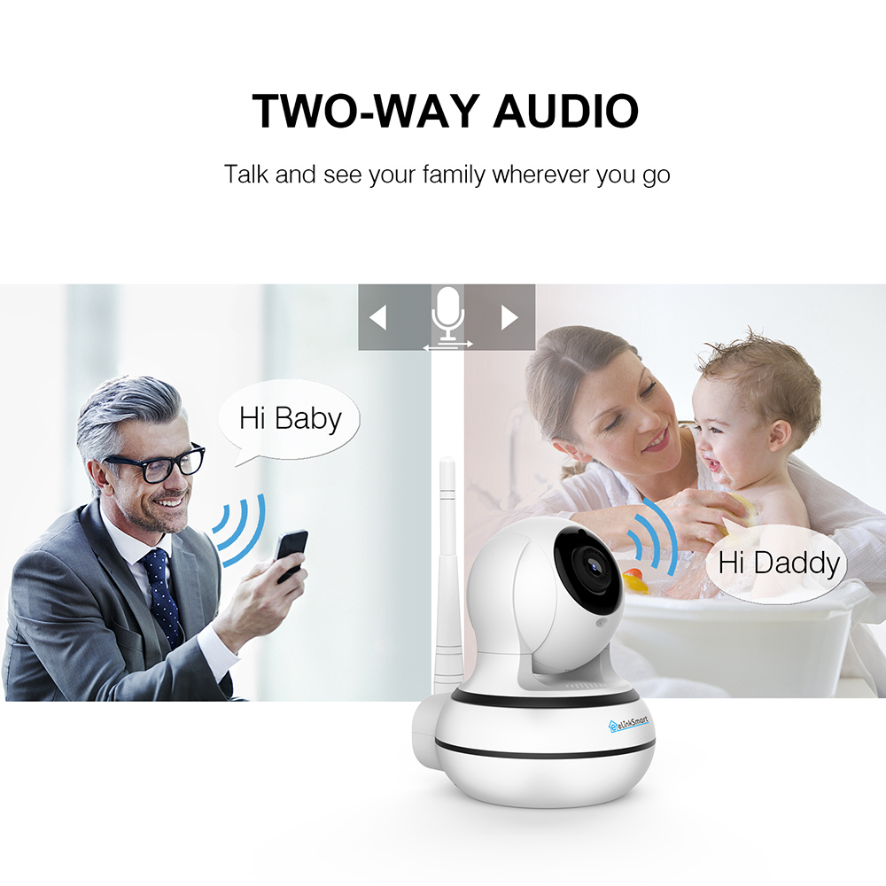 eLinkSmart Star130P 1.3MP 960P Smart Wifi IP Camera Motion Detection Two-Way Calling Audio Night Vision - White US Plug