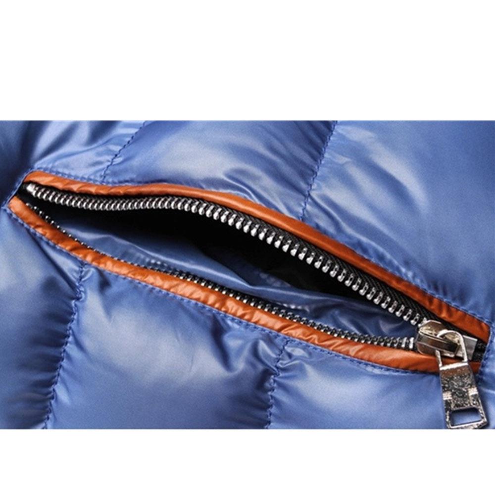 TG220 Men's Winter Hooded Down Jacket (Cotton Padded Warm Slim Fit Coat Size L) - Light Blue