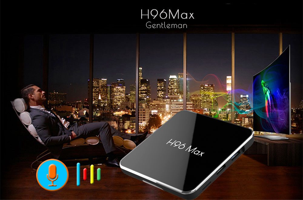 H96 MAX X2 Amlogic S905X2 Android 8.1 4GB DDR4 32GB eMMC TV Box with Voice Remote Dual Band WiFi LAN Bluetooth USB3.0 HDMI