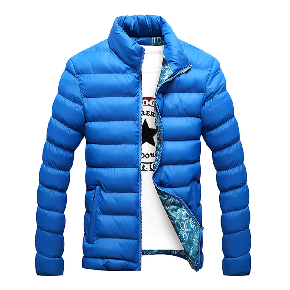 Men's Autumn and Winter Down Jacket Cotton-padded Coat (Size 4XL) - Blue
