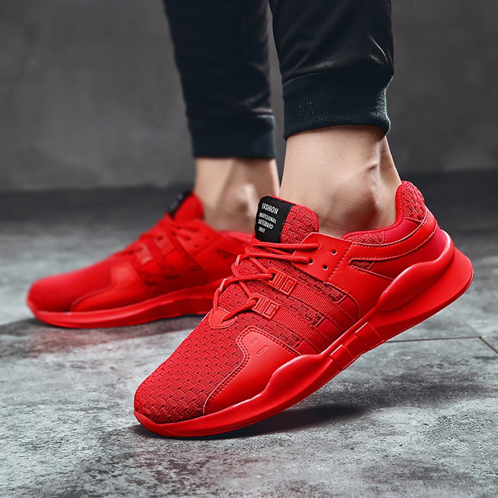 Men's Casual Outdoor Tennis Sneakers(Flying Woven Upper Running Shoes Size EU39.5) - Red