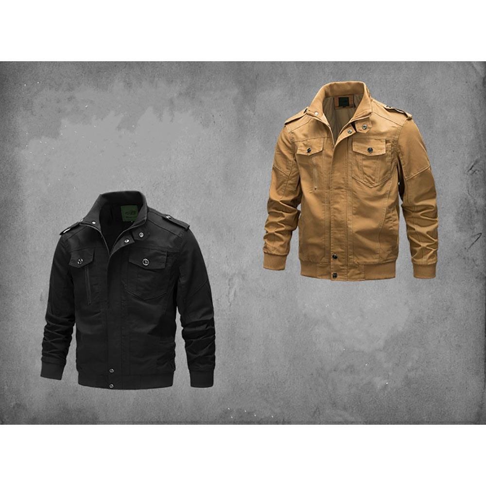 CA806 Men's Autumn Winter Casual Stand Collar Cotton Bomber Jacket Size M - Khaki