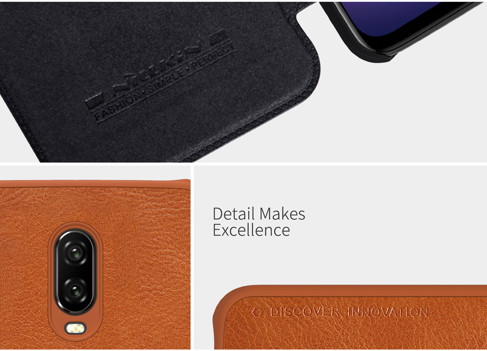 NILLKIN Protective Leather Phone Case for Oneplus 6T Protective Back Cover - Black