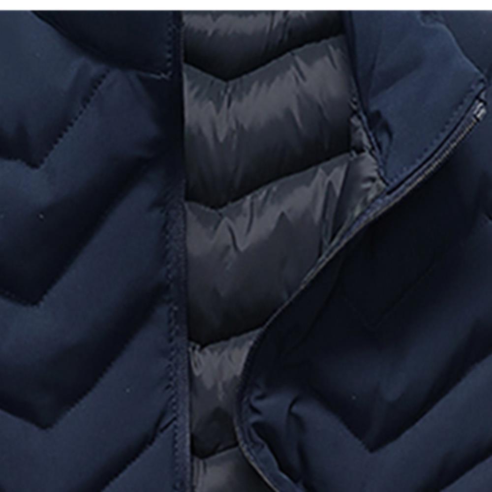 Men Winter Thick Stand Collar Solid Color Cotton Waistcoat Sleeveless Vest Size XL - Blue