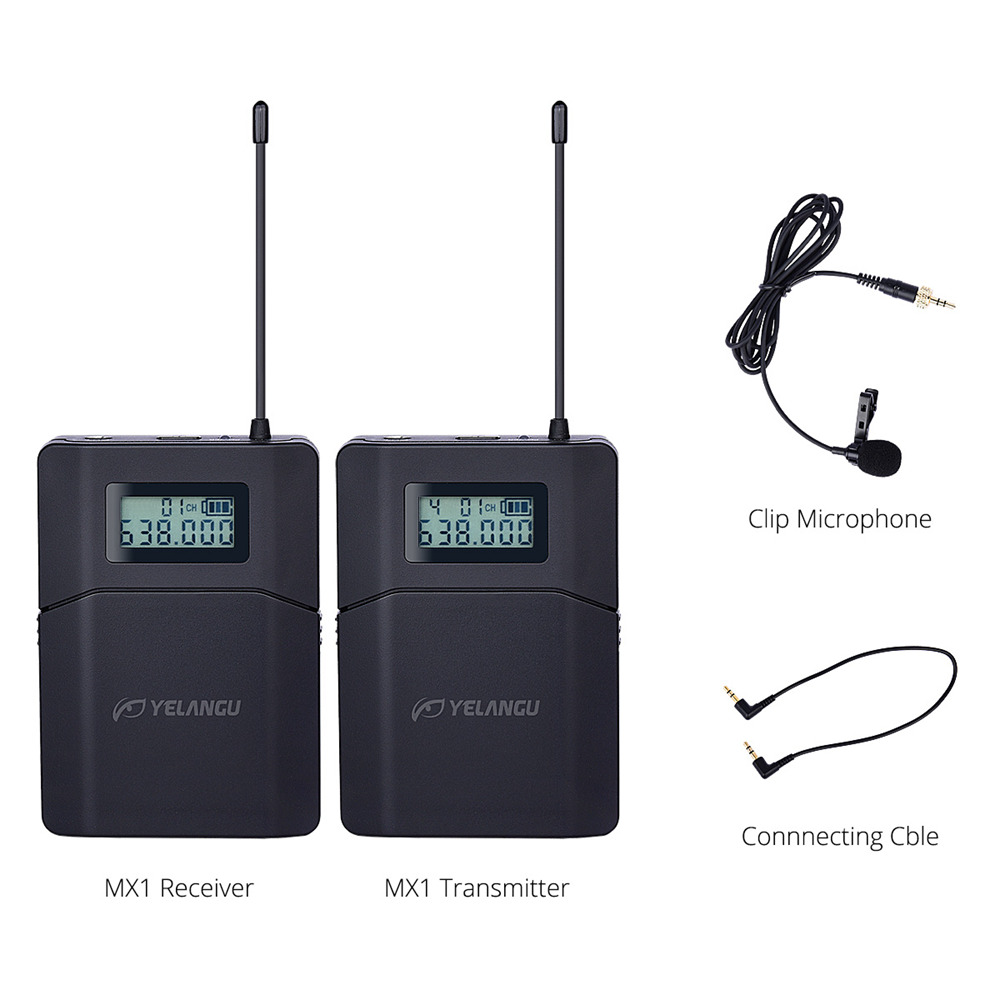 Yelangu MX1 Outdoor Wireless Microphone 70M Wireless Working Distance For Camera Recording - Black
