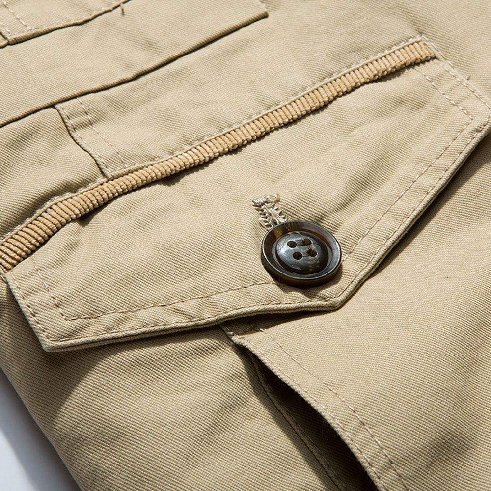 CAH8808 Men's Autumn And Winter Leisure Long Cotton Jacket (Thick Trench Coat Size L) - Light Khaki