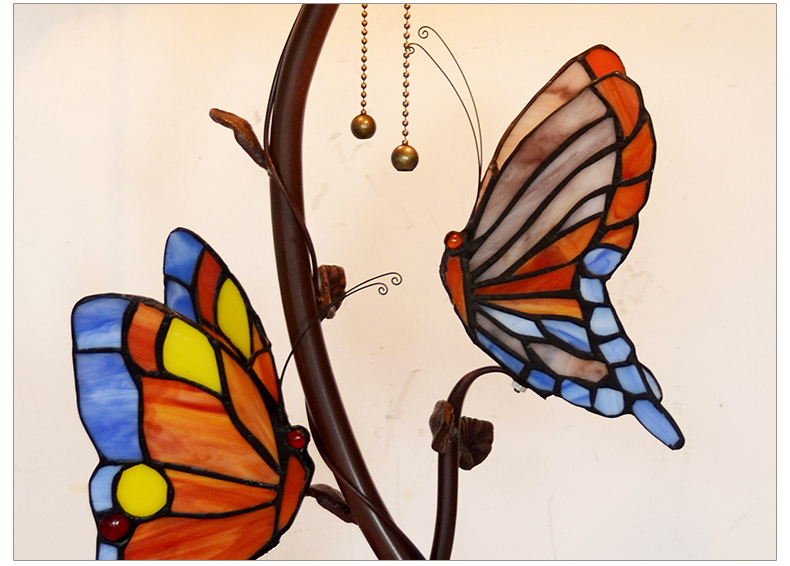 FUMAT 16 Inches Tiffany Style Stained Glass Handcrafted Table Lamp - Romantic Sunflower Butterfly Design