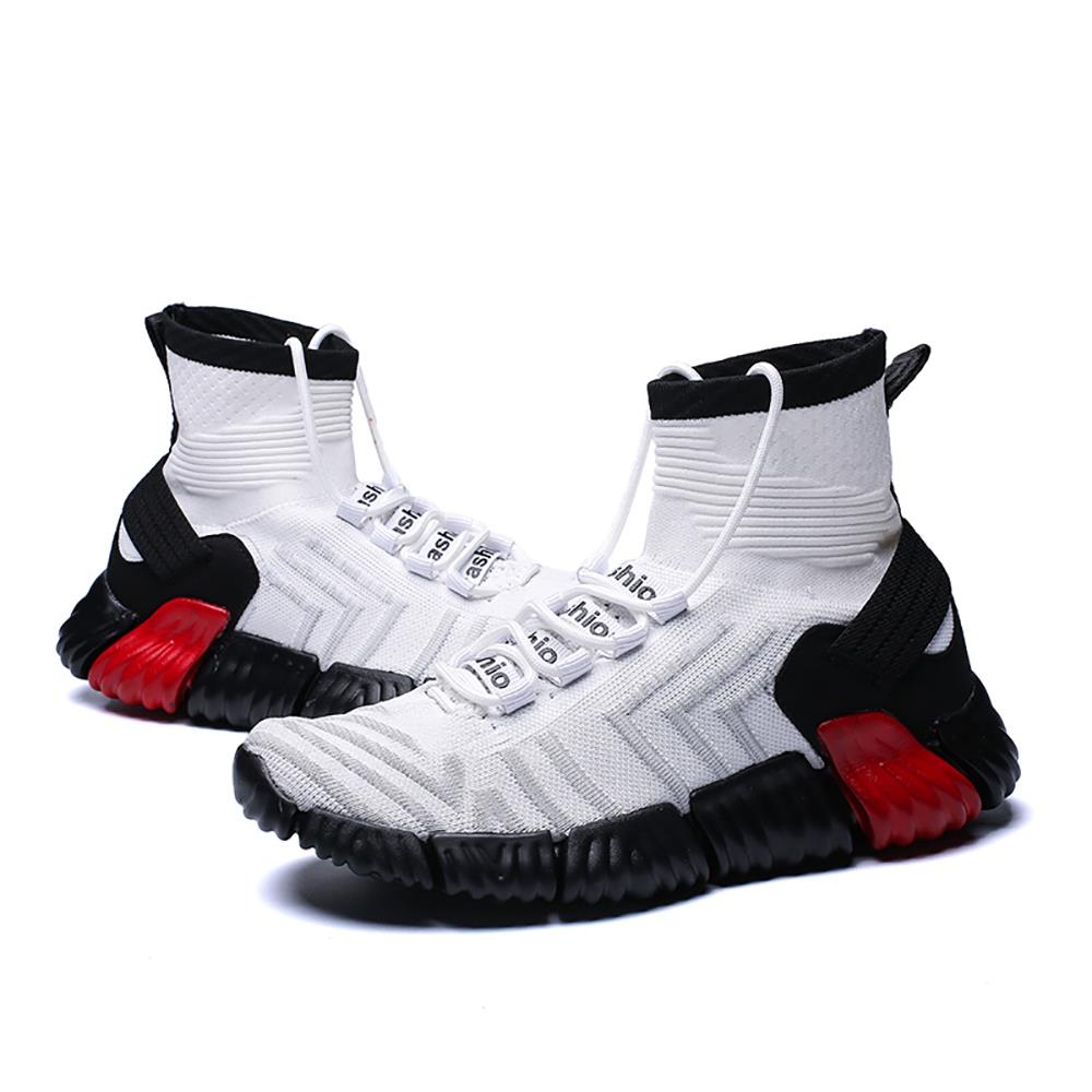 Men Outdoor Tennis Shoes Running Shoes Mesh Casual Shoes Flying Woven Upper Size EU 39.5 - White