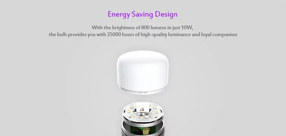 Xiaomi Yeelight YLDP06YL Smart Light Bulb APP Control Works with Amazon Alexa 10W RGB E26 16 Million Colors - White
