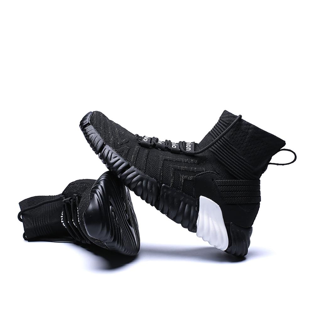 Men Outdoor Tennis Shoes Running Shoes Mesh Casual Shoes Flying Woven Upper Size EU 39.5 - Black