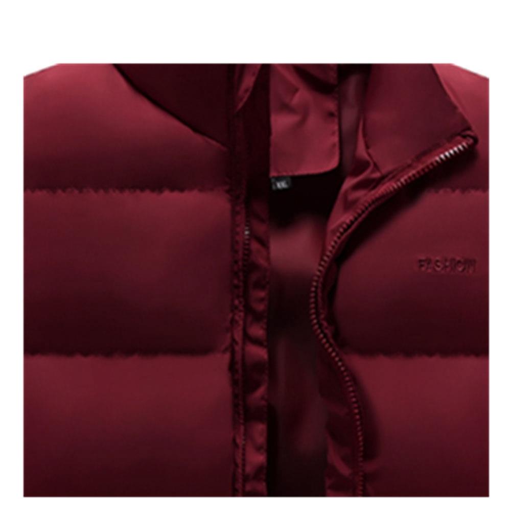 LH1801 Men's Winter Thick Stand Collar Cotton Waistcoat (Solid Color Vest Sleeveless Jacket Size L) - Burgundy