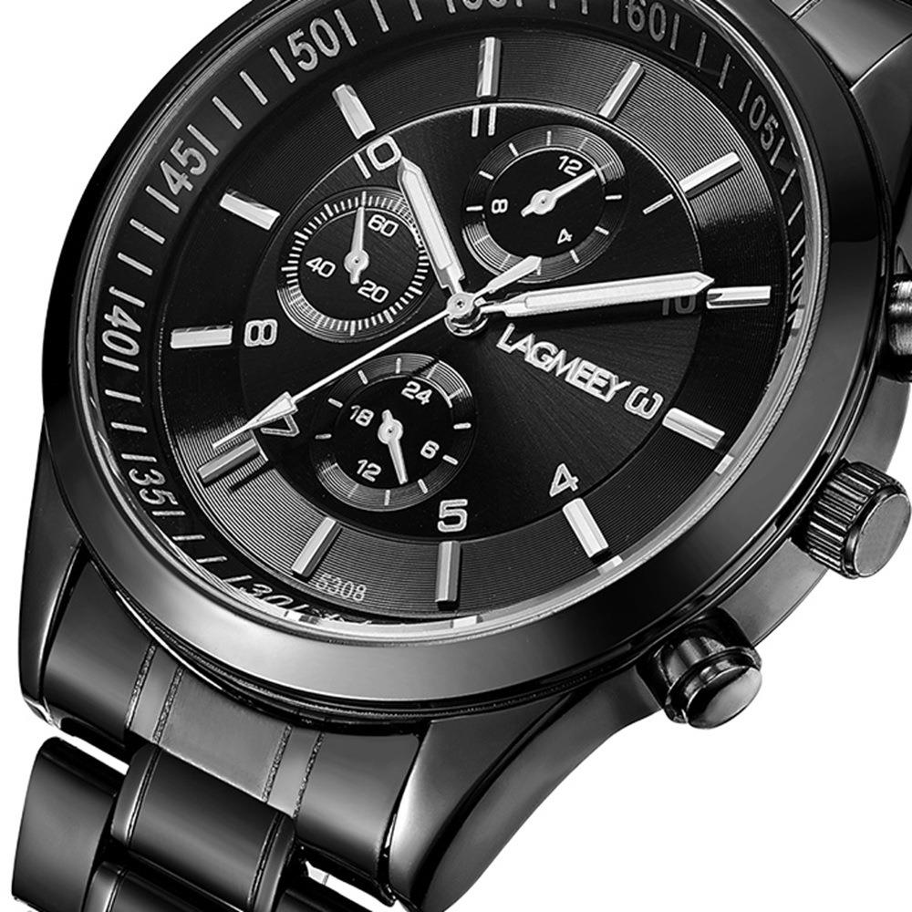 W5308 Men's Casual Business Analog Wrist Watche Quartz Movement Stainless Steel - White Strap + Black Dial