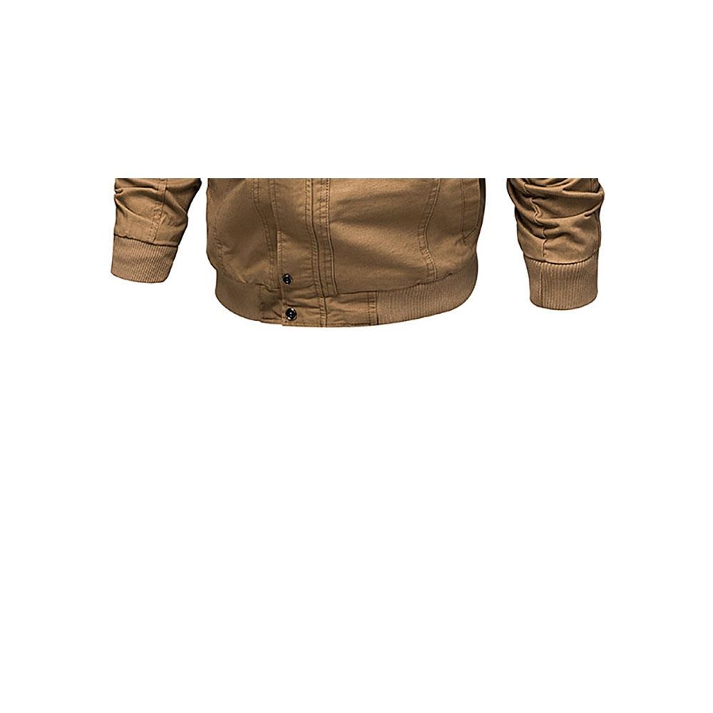 CA806 Men's Autumn Winter Casual Stand Collar Cotton Bomber Jacket Size M - Khaki