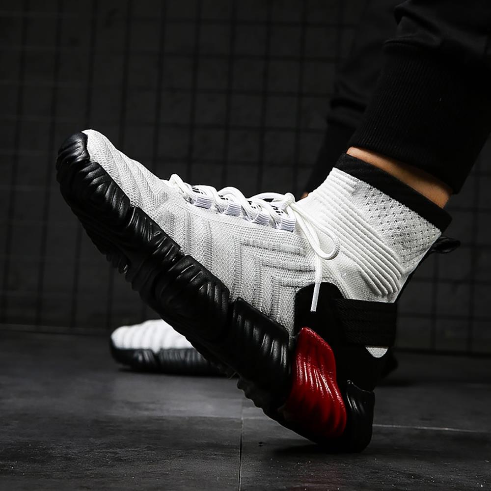 Men Outdoor Tennis Shoes Running Shoes Mesh Casual Shoes Flying Woven Upper Size EU 39.5 - White