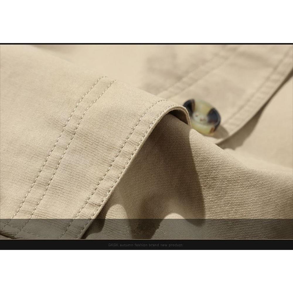 CA1306 Men's Autumn Winter Casual Windbreaker (Leisure Cotton Jackets Outerwear Trench Coat Size L) - Khaki