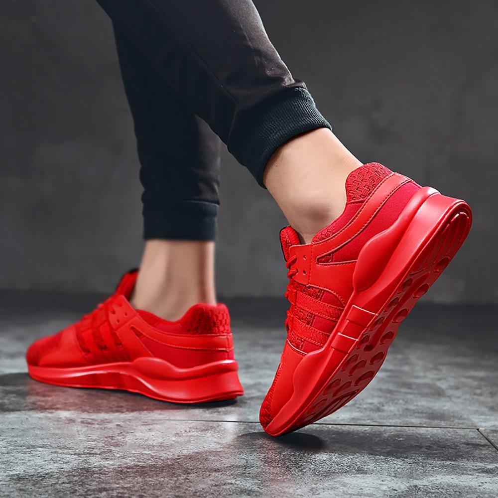 Men's Casual Outdoor Tennis Sneakers(Flying Woven Upper Running Shoes Size EU39.5) - Red