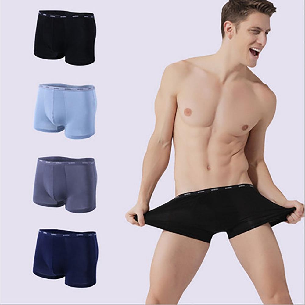 Men Sexy Breathable Medium Waist Underpants Elastic Boxer Underwear Size L - Dark Gray