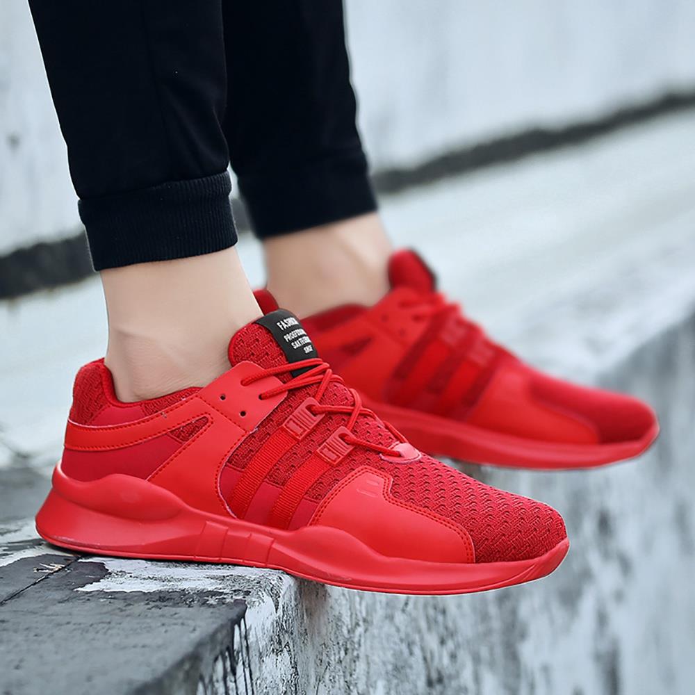 Men's Casual Outdoor Tennis Sneakers(Flying Woven Upper Running Shoes Size EU39.5) - Red