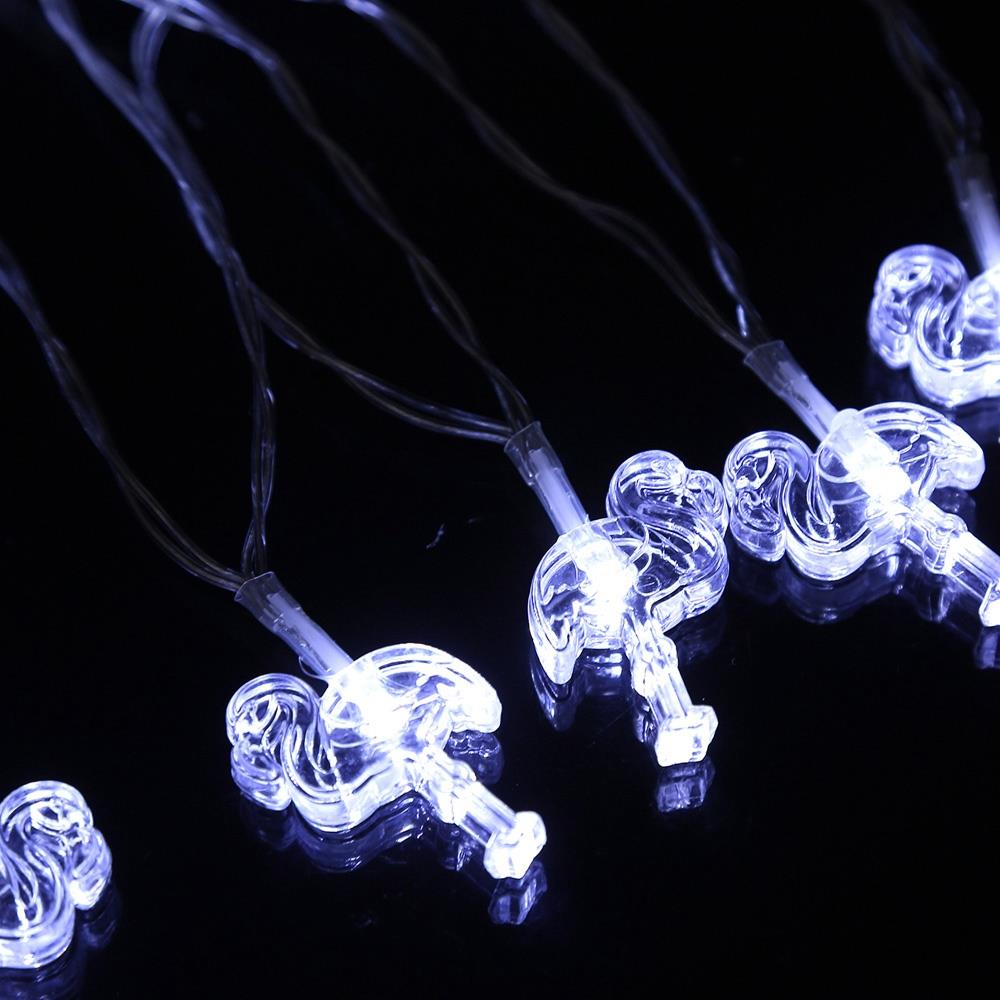20PCS LED Flamingo Battery LED String Lights Holiday Christmas Party Garden Decoration Lights (2.2 Meters) - White