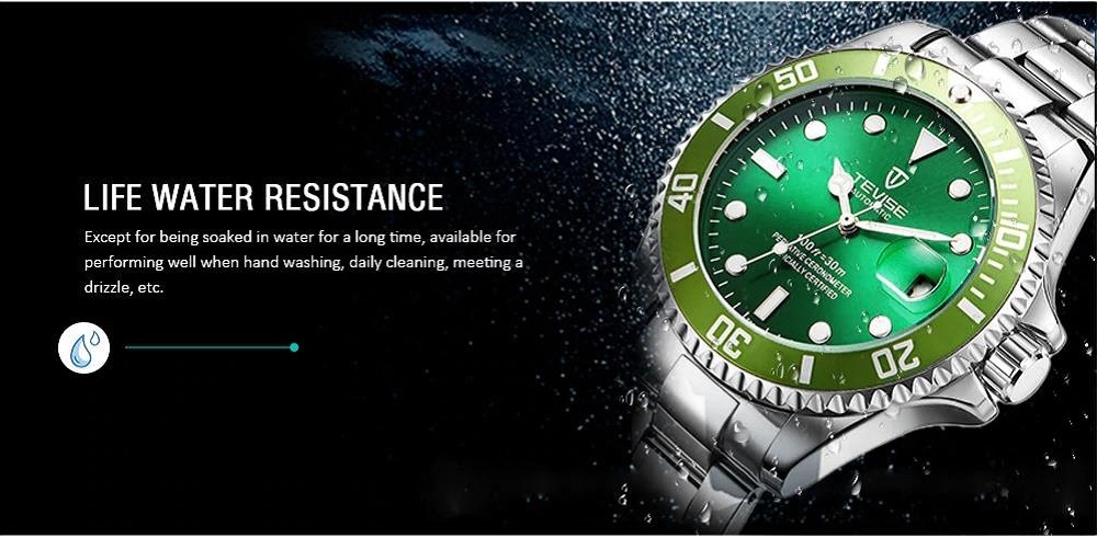 TEVISE T801A Men's Mechanical Watch Water-resistant Luminous Hands Date Nylon Strap - Blue