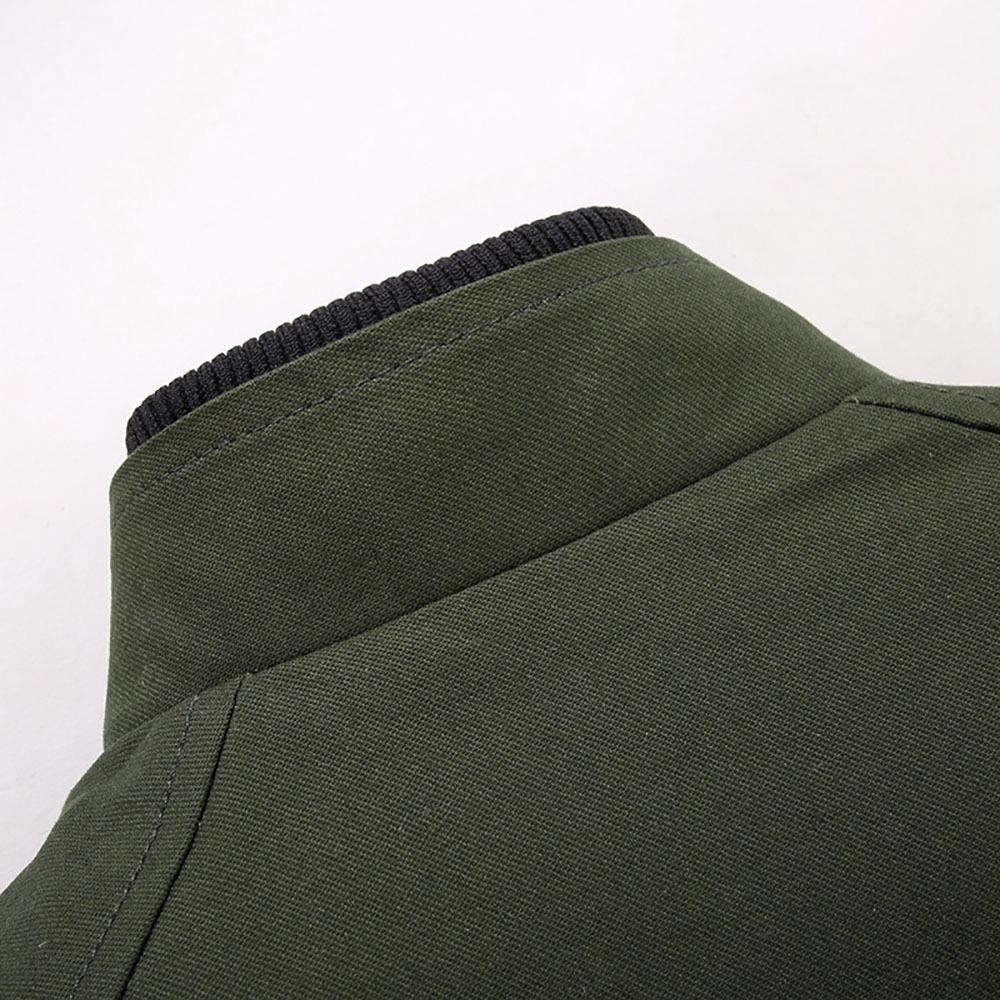 CA9801 Men's Autumn Winter Classic Casual Jacket (Lapel Grid Long Sleeve Polyester Jacket Size M) - Army Green
